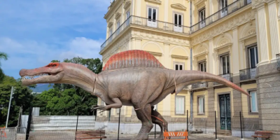 Museu Nacional ganha réplica de dinossauro brasileiro com 15 metros